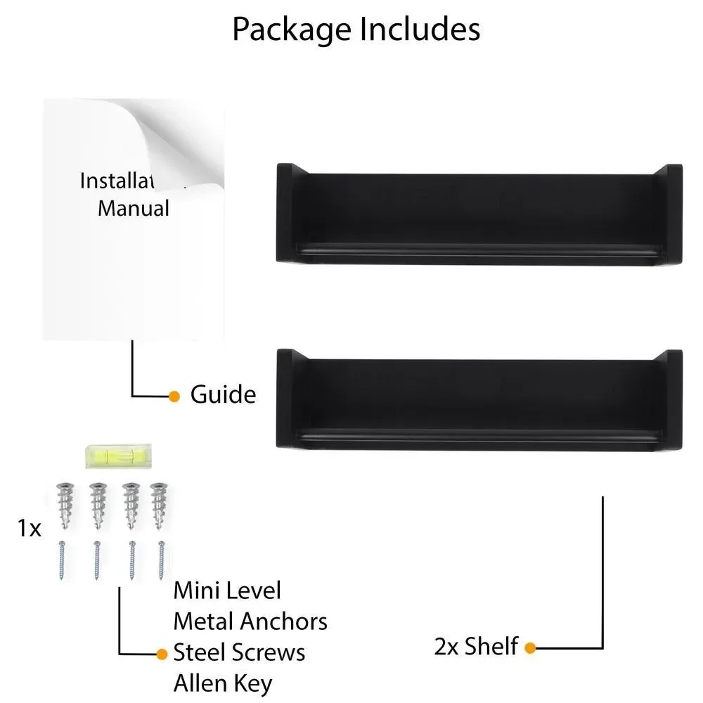 Shelves Wallniture Utah Wall Mount Kids Bookshelf Nursery Floating 2 Set Black